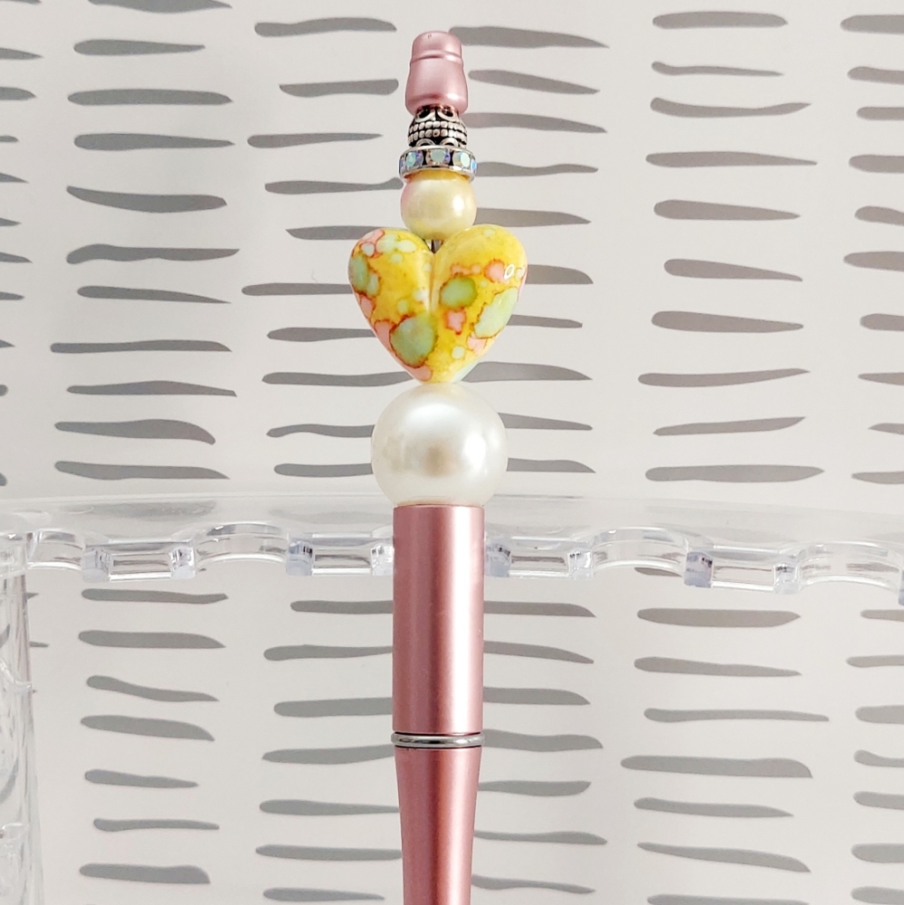 Handmade Beaded Heart Pen